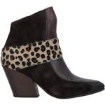 Leopard-mönstrade Mörkbruna Ankle-boots på rea i storlek 36 med Dragkedja med spetsig tå i Mocka för Damer 