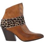 Leopard-mönstrade Ankle-boots på rea i storlek 36 med Dragkedja med spetsig tå i Mocka för Damer 