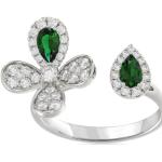Floral diamantring i 18K vitguld med smaragd