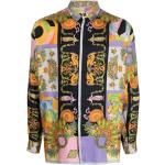 Vintage Hållbara Blommiga Lila Långärmade skjortor från Versace i Storlek M i Siden för Herrar 