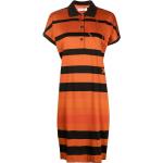 Vintage Hållbara Knälånga Randiga Orange Kortärmade Skjortklänningar från Pierre Cardin i Storlek S för Damer 