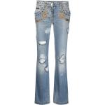 Vintage Hållbara Blåa Slitna jeans med broderi från Dolce & Gabbana i Storlek L för Damer 
