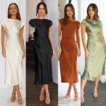 Casual Ljusbruna Kortärmade A-linjeformade klänningar i Storlek XL i Satin för Damer 