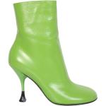 Gröna Skinnstövlar med rundad tå med Klackhöjd över 9cm i Läder för Damer 