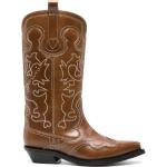 Bruna Cowboy-boots från Ganni i storlek 36 med Slip-on med spetsig tå med Klackhöjd 5cm till 7cm i Kalvskinn för Damer 