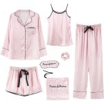 Casual Randiga Vita Pyjamasar 7 delar i Storlek XL för Damer 