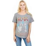 Rockiga Gråa AC/DC T-shirts med tryck i Storlek S för Damer 