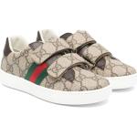 Bruna Klassiska sneakers från Gucci Supreme i storlek 32 med Kardborreknäppning med rundad tå i Kalvskinn för Flickor 
