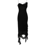 Eleganta Svarta V-ringade klänningar från Acne Studios med V-ringning i Chiffong för Damer 
