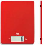ADE Digital köksvåg KE 1800-1 Leonie (elektronisk våg för kök och hushåll, extremt platt, exakt vägning upp till 5 kg, vägningsfunktion) röd