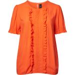 Hålmönstrade Orange Kortärmade blusar med virkning från Adia på rea i Storlek XL i Spets för Damer 