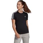 Randiga Svarta Kortärmade Tenniströjor från adidas Essentials på rea i Storlek XL i Bomull för Damer 