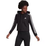 Streetwear Randiga Svarta Tränings hoodies från adidas Essentials på rea i Storlek L i Frotté för Damer 