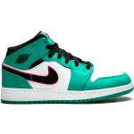 Gröna Skinnsneakers från Nike Air Jordan 1 med Snörning i Läder för Pojkar 