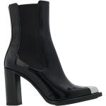 Svarta Ankle-boots med spetsig tå med Klackhöjd 7cm till 9cm i Läder för Damer 