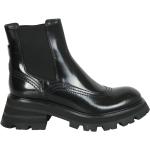 Svarta Ankle-boots från Alexander McQueen på rea med rundad tå med Klackhöjd 5cm till 7cm i Läder för Damer 