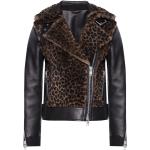 MC/Biker wear Leopard-mönstrade Svarta Skinnjackor med fransar från AllSaints på rea i Lammläder för Damer 