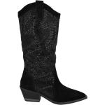 Svarta Ankle-boots med strass från Alma en Pena på rea med Blockklack med spetsig tå i Syntet för Damer 