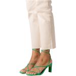 Sommar Neongröna Snörade sandaletter med Snörning med Klackhöjd 7cm till 9cm i Läder för Damer 