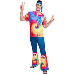 Flerfärgade Hippie maskeradkläder från Amscan i Storlek XL för Herrar 