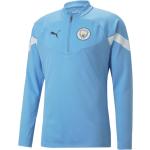 Blåa Långärmade Manchester City Långärmade T-shirts från Puma på rea i Storlek L för Herrar 