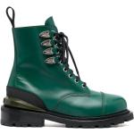 Skogsgröna Ankle-boots med nitar på rea i storlek 40 med Snörning med rundad tå i Läder för Herrar 