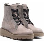 Gråa Ankle-boots från BRUNELLO CUCINELLI på rea i storlek 32 med Snörning med rundad tå i Läder för Flickor 