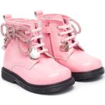 Rosa Ankle-boots från MONNALISA i storlek 22 med Snörning med rundad tå i Kalvskinn för Flickor 