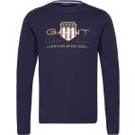 Marinblåa Långärmade Långärmade T-shirts från Gant Shield i Storlek S 