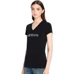 Svarta Kortärmade Kortärmade T-shirts från Armani Exchange på rea i Storlek XS med V-ringning för Damer 