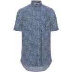 Blåa Kortärmade Mönstrade skjortor från Armani Exchange med stretch i Storlek XS med Button down i Bomull för Herrar 