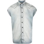 Blåa Ärmlösa Ärmlösa skjortor med nitar från Saint Laurent Paris för Herrar 