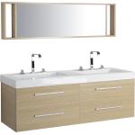 Badrumsmöbler väggskåp spegel och 2 tvättställ bei