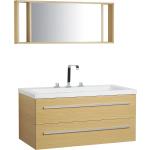 Badrumsmöbler väggskåp spegel och tvättställ beige