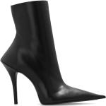 Svarta Ankle-boots med spetsig tå med Klackhöjd över 9cm i Lammskinn för Damer 
