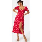 Vadlånga Blommiga Röda Blommiga klänningar från Bardot i Storlek XS med Hjärtformad ringning för Damer 