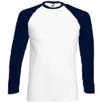 Marinblåa Långärmade Baseball t-shirts för Herrar 