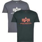 Gråa Kortärmade Kortärmade T-shirts från Alpha Industries Inc. 2 delar i Storlek XS 