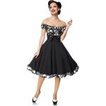 Belsira - Rockabilly Halvlång klänning - Off-The-Shoulder Swing Dress - S 4XL - för Dam - svart/vit