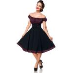 Belsira - Rockabilly Halvlång klänning - Off-The-Shoulder Swing Dress - XS XL - för Dam - svart/röd