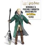 BendyFigs The Noble Collection Harry Potter – Draco Malfoy Quidditch – Nobel Toys 16 cm bendable Posable Collectible Doll Figur med stativ och minitillbehör