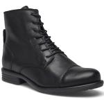 Biadanelle Leather Derby Boot Shoes Boots Ankle Boots Ankle Boots Flat Heel Black Bianco