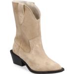 Beige Cowboy-boots från Bianco Footwear i Mocka 