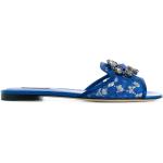 Blåa Sandaletter med strass från Dolce & Gabbana i storlek 41,5 med Slip-on med öppen tå i Läder för Damer 