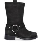 MC/Biker wear Svarta Ankle-boots med nitar från Billi Bi med rundad tå i Läder för Damer 