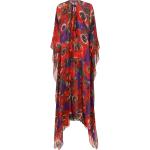 Casual Blommiga Röda Trekvartsärmade Sidenklänningar Asymmetriska från Dolce & Gabbana i Storlek XL för Damer 