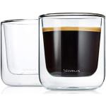 blomus -NERO - Uppsättning av 2 kaffeglas av glas, 200 ml kapacitet, dubbelväggigt termoglas, frisvävande effekt, diskmaskinssäkra (H/B/D: 8,5 x 7,5 x 7,5 cm, glas, 63653)