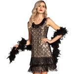 Boland 87114 – Dräkt Flapper Peacock, storlek L, kort klänning med fransar, paljetter och påfågelmönster, Charleston-Lady, 20-talet, nyårsafton, karneval, temafest