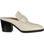 Off white Slip in-sandaler med Fyrkantig tå med Klackhöjd 5cm till 7cm i Läder för Damer 