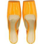 Bottega Veneta Vintage Förägda Orange Läder Square Toe Block Heel Mules Orange, Dam